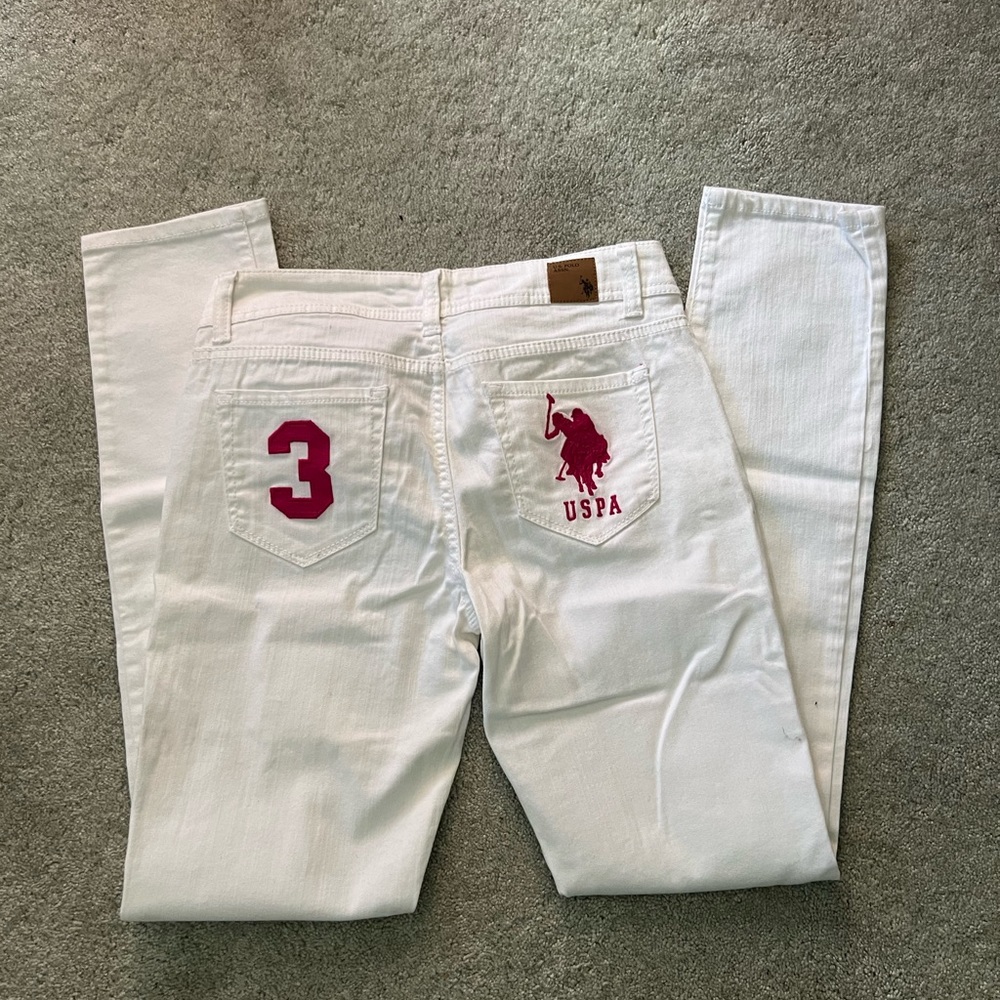 U.S. POLO ASSN. White Jeans, Pink